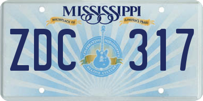 MS license plate ZDC317