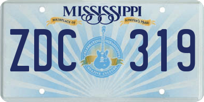 MS license plate ZDC319