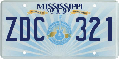 MS license plate ZDC321