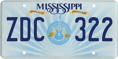 MS license plate ZDC322