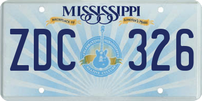 MS license plate ZDC326