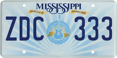 MS license plate ZDC333