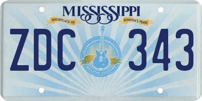 MS license plate ZDC343