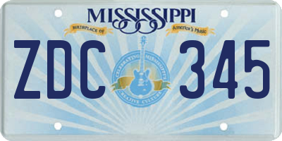 MS license plate ZDC345