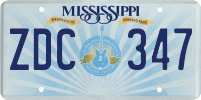 MS license plate ZDC347