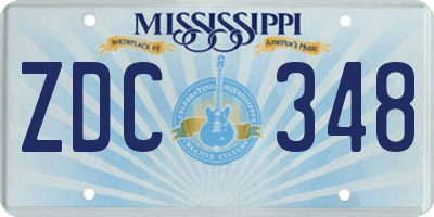 MS license plate ZDC348