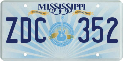 MS license plate ZDC352