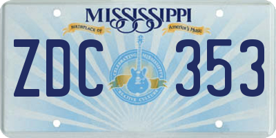 MS license plate ZDC353