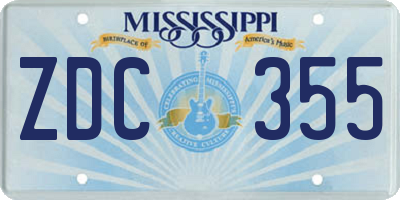 MS license plate ZDC355