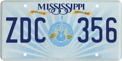 MS license plate ZDC356