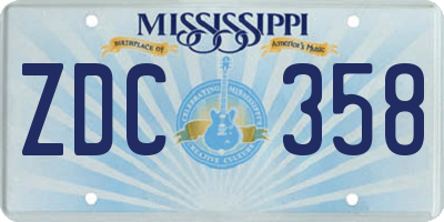 MS license plate ZDC358
