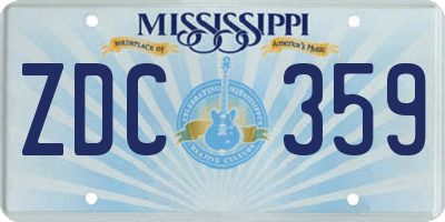MS license plate ZDC359
