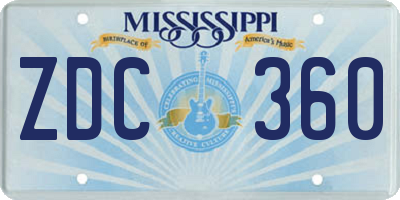 MS license plate ZDC360