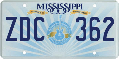 MS license plate ZDC362