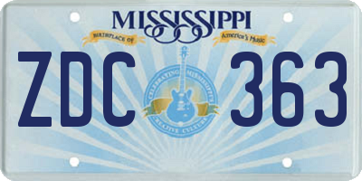 MS license plate ZDC363