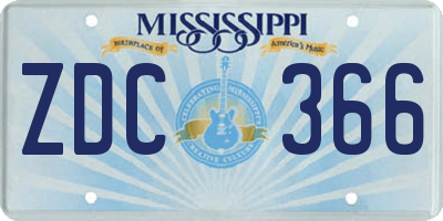 MS license plate ZDC366