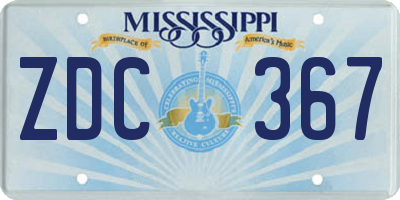 MS license plate ZDC367