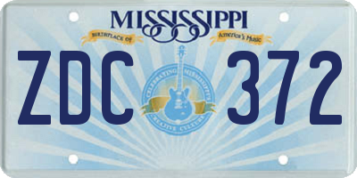 MS license plate ZDC372