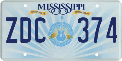 MS license plate ZDC374