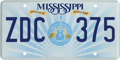 MS license plate ZDC375