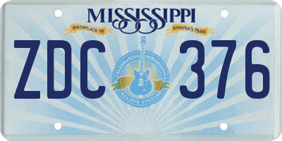 MS license plate ZDC376