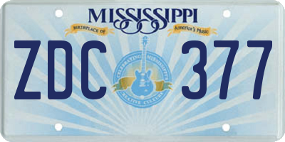 MS license plate ZDC377