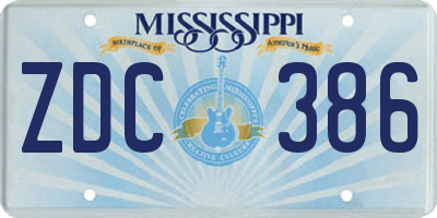 MS license plate ZDC386
