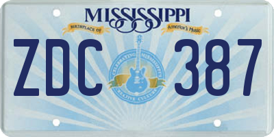 MS license plate ZDC387