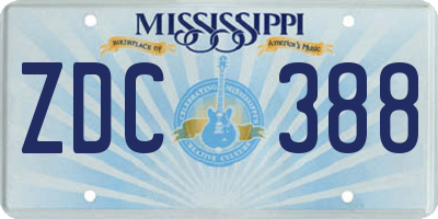 MS license plate ZDC388