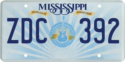 MS license plate ZDC392