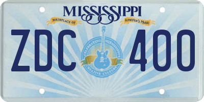 MS license plate ZDC400