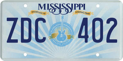 MS license plate ZDC402