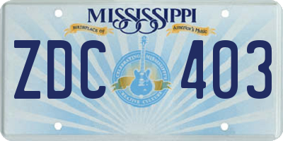 MS license plate ZDC403