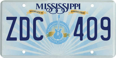 MS license plate ZDC409
