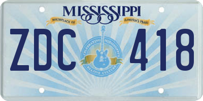 MS license plate ZDC418
