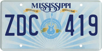MS license plate ZDC419