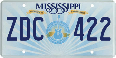 MS license plate ZDC422