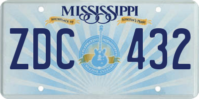 MS license plate ZDC432