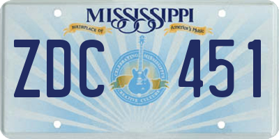 MS license plate ZDC451