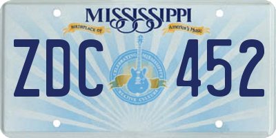 MS license plate ZDC452