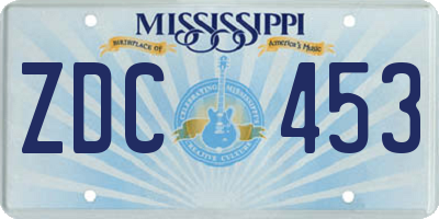 MS license plate ZDC453