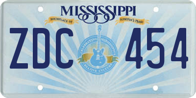 MS license plate ZDC454