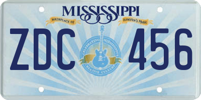 MS license plate ZDC456