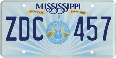 MS license plate ZDC457