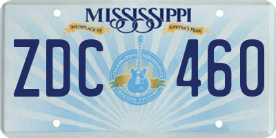 MS license plate ZDC460