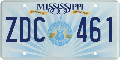 MS license plate ZDC461