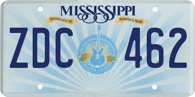 MS license plate ZDC462