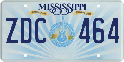 MS license plate ZDC464