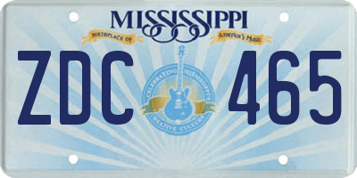MS license plate ZDC465