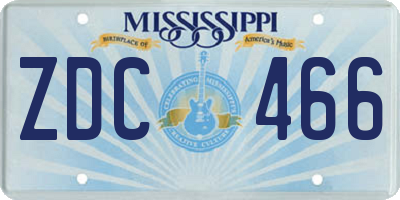 MS license plate ZDC466